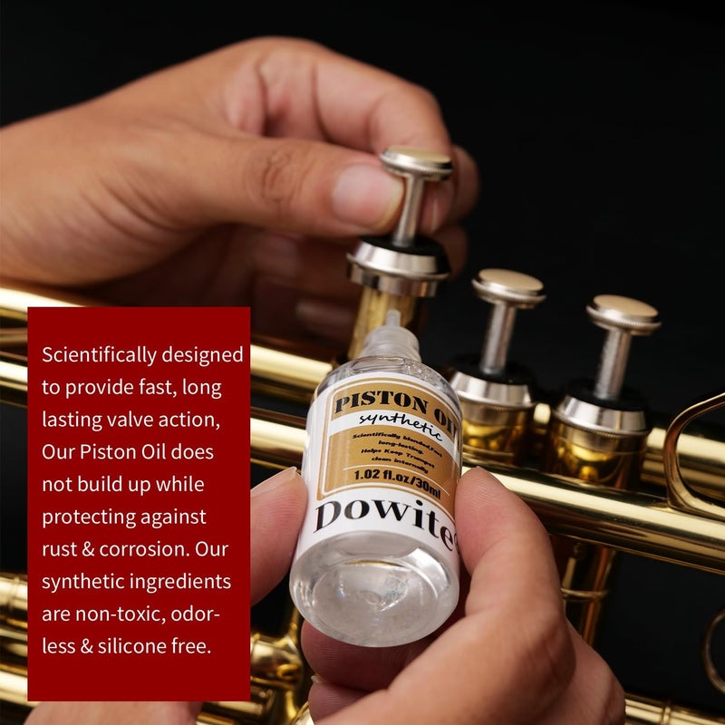 Dowite Synthetic Valve Oil for Trumpet - Odorless Piston Lubricant with Metal Protective Formula - Fast Action Instrument Care for Trumpet, Cornet, Euphonium, and Brass - 1.02 oz(30ml) - Image 3